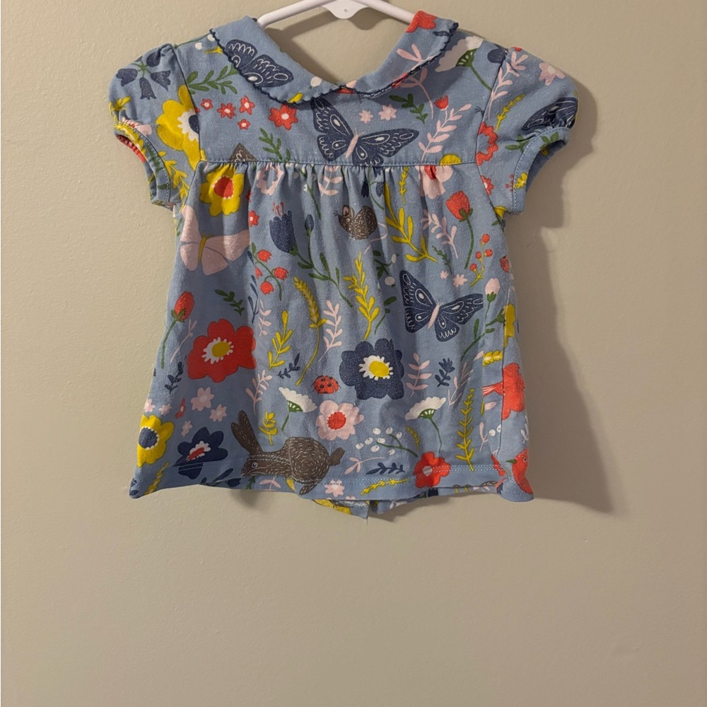 Baby Boden Blue and Red Floral Blouse